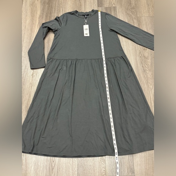 SOLD- NWT Eileen Fisher Midi Dress Fine Jersey Shirred Gray Women’s Size small - Picture 8 of 16